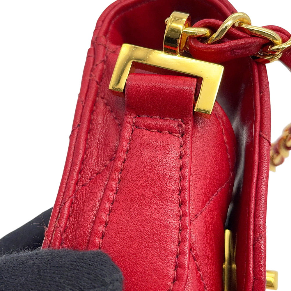 CHANEL Matelasse ChainPochette Red Lambskin