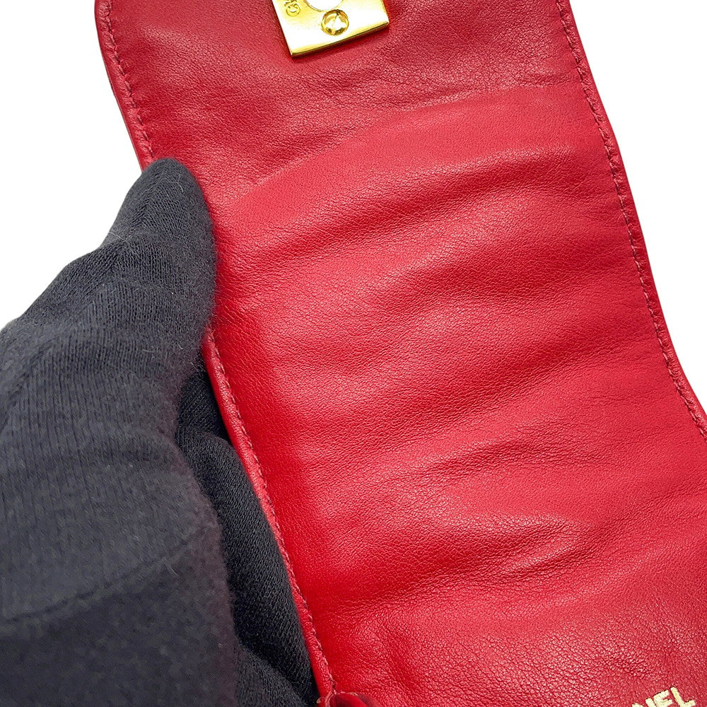 CHANEL Matelasse ChainPochette Red Lambskin