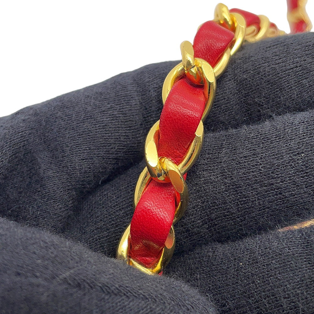 CHANEL Matelasse ChainPochette Red Lambskin