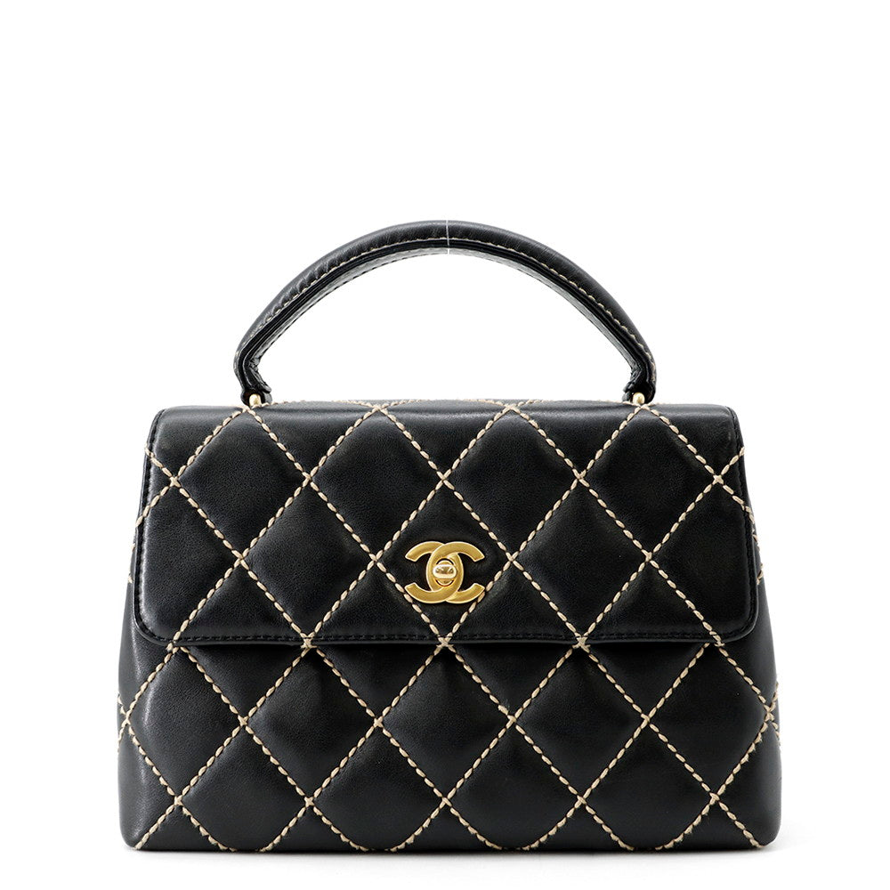 CHANEL Wild Stitch Handbag Black Lambskin