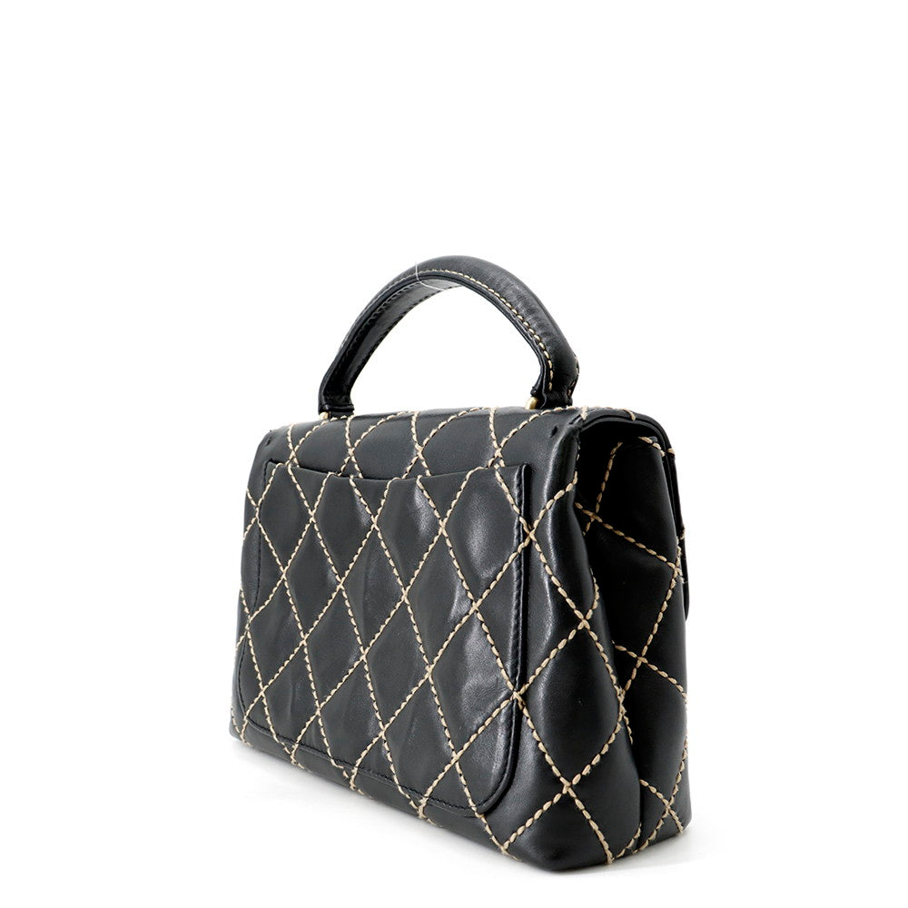 CHANEL Wild Stitch Handbag Black Lambskin