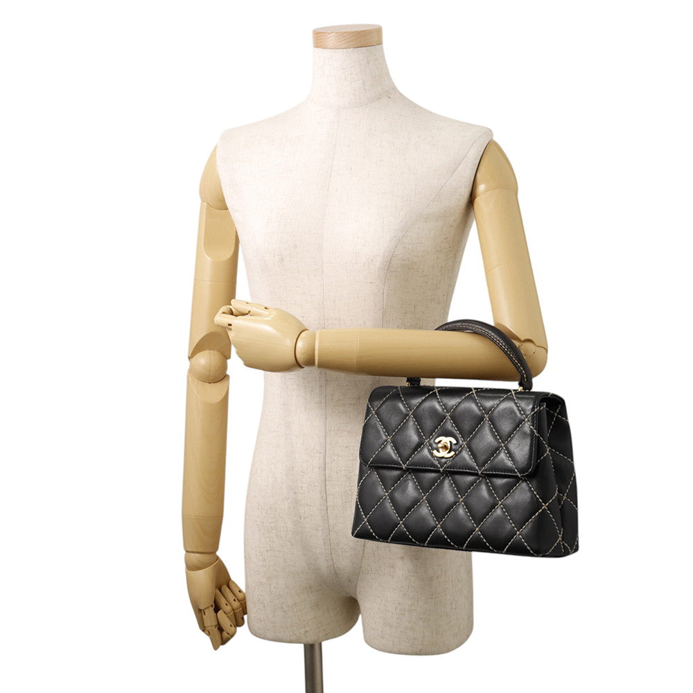 CHANEL Wild Stitch Handbag Black Lambskin