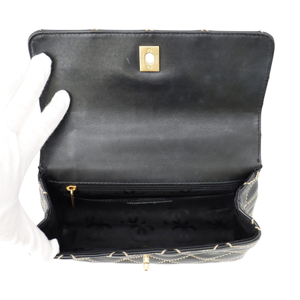 CHANEL Wild Stitch Handbag Black Lambskin
