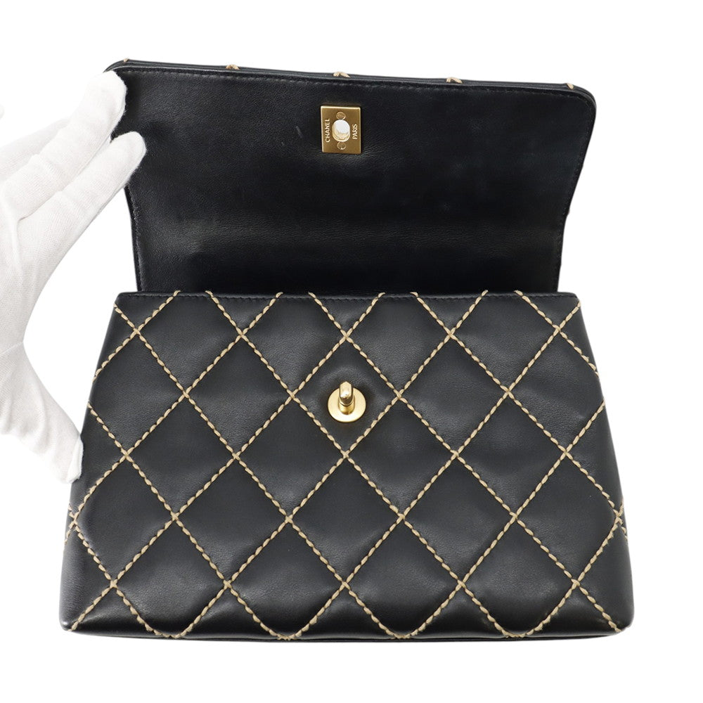 CHANEL Wild Stitch Handbag Black Lambskin