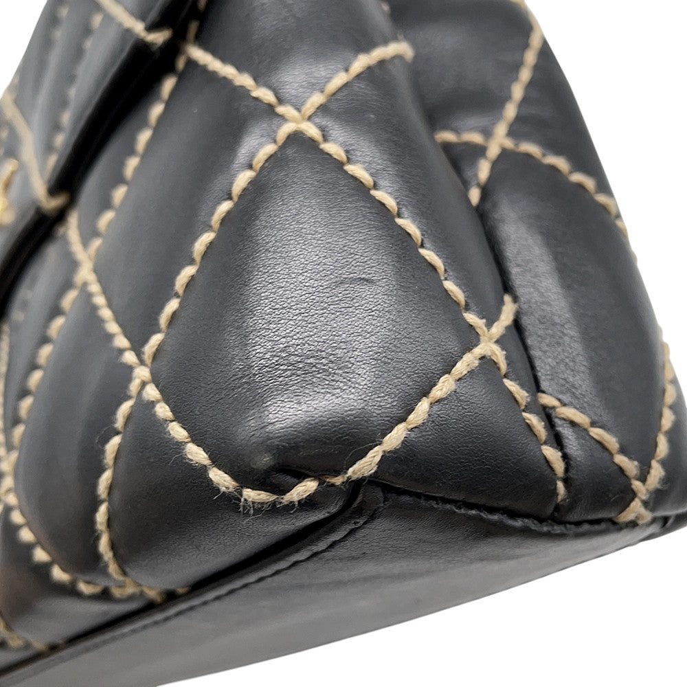 CHANEL Wild Stitch Handbag Black Lambskin