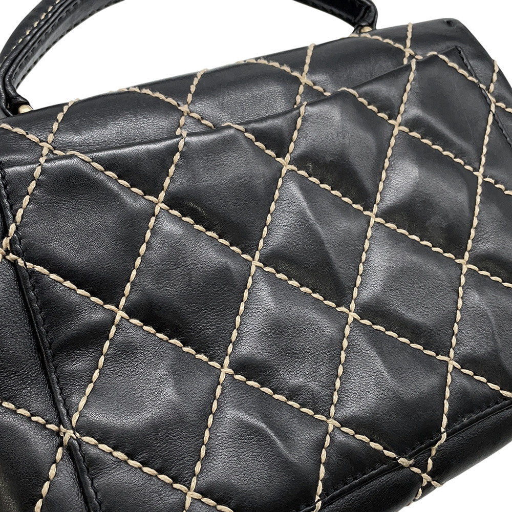 CHANEL Wild Stitch Handbag Black Lambskin