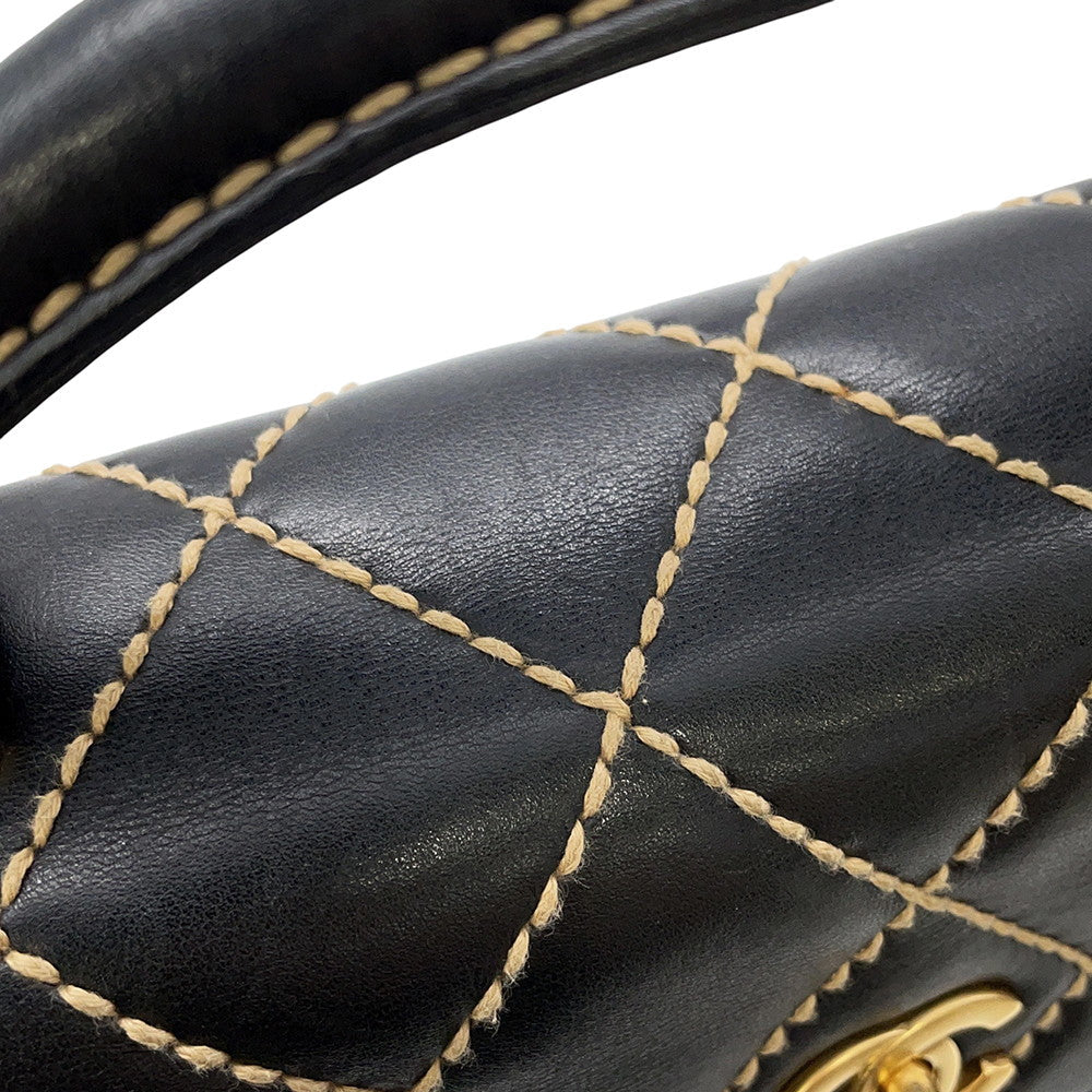 CHANEL Wild Stitch Handbag Black Lambskin