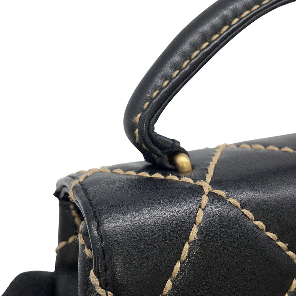 CHANEL Wild Stitch Handbag Black Lambskin