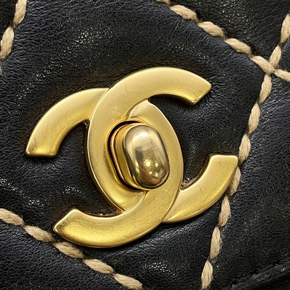 CHANEL Wild Stitch Handbag Black Lambskin