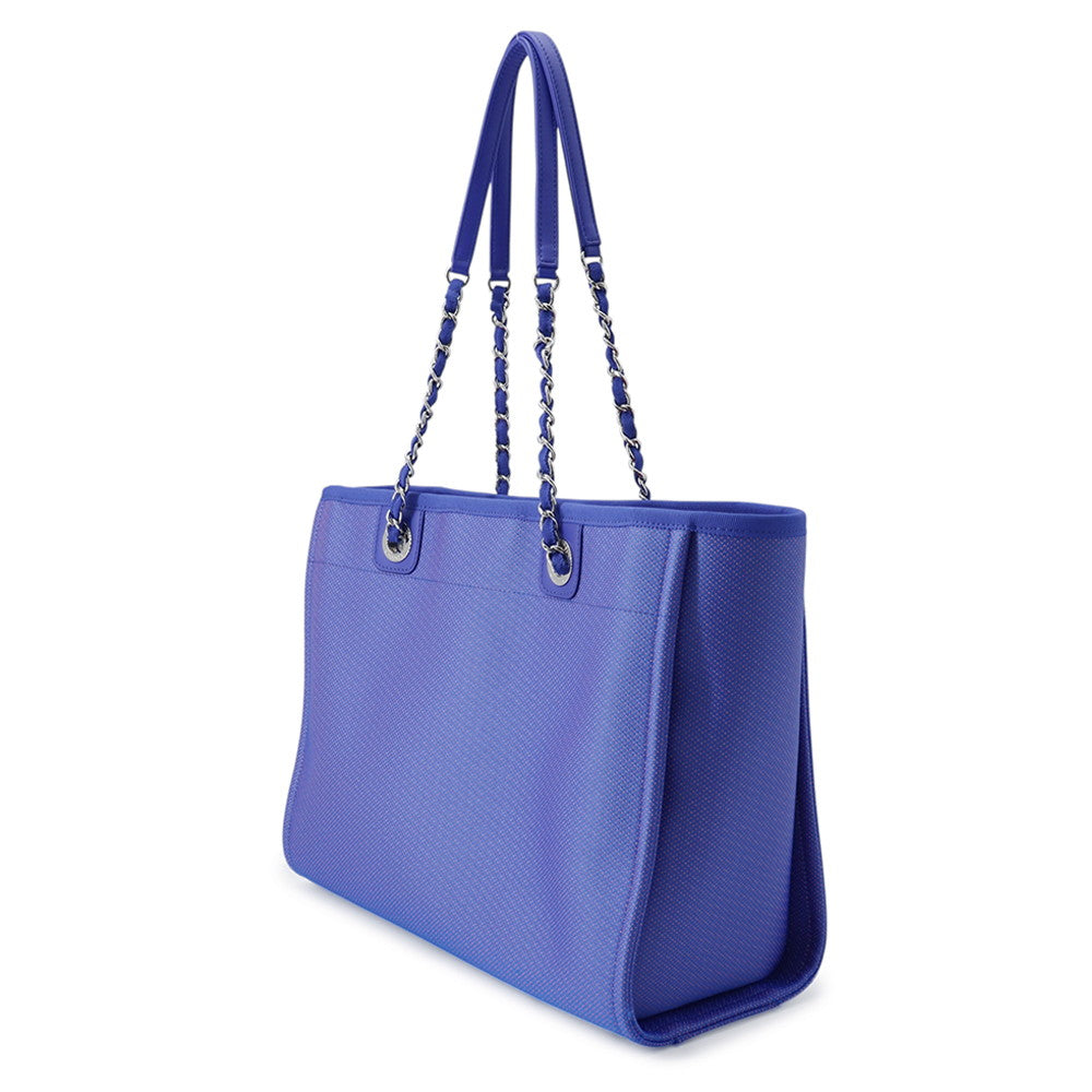 CHANEL Deauville Tote Bag Purple/OrangeA67001 Canvas Leather Size Medium