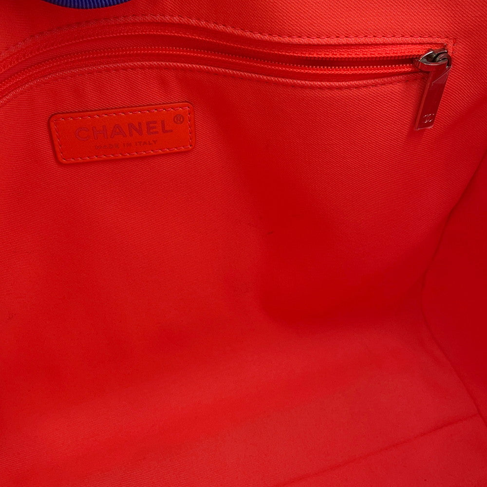 CHANEL Deauville Tote Bag Purple/OrangeA67001 Canvas Leather Size Medium