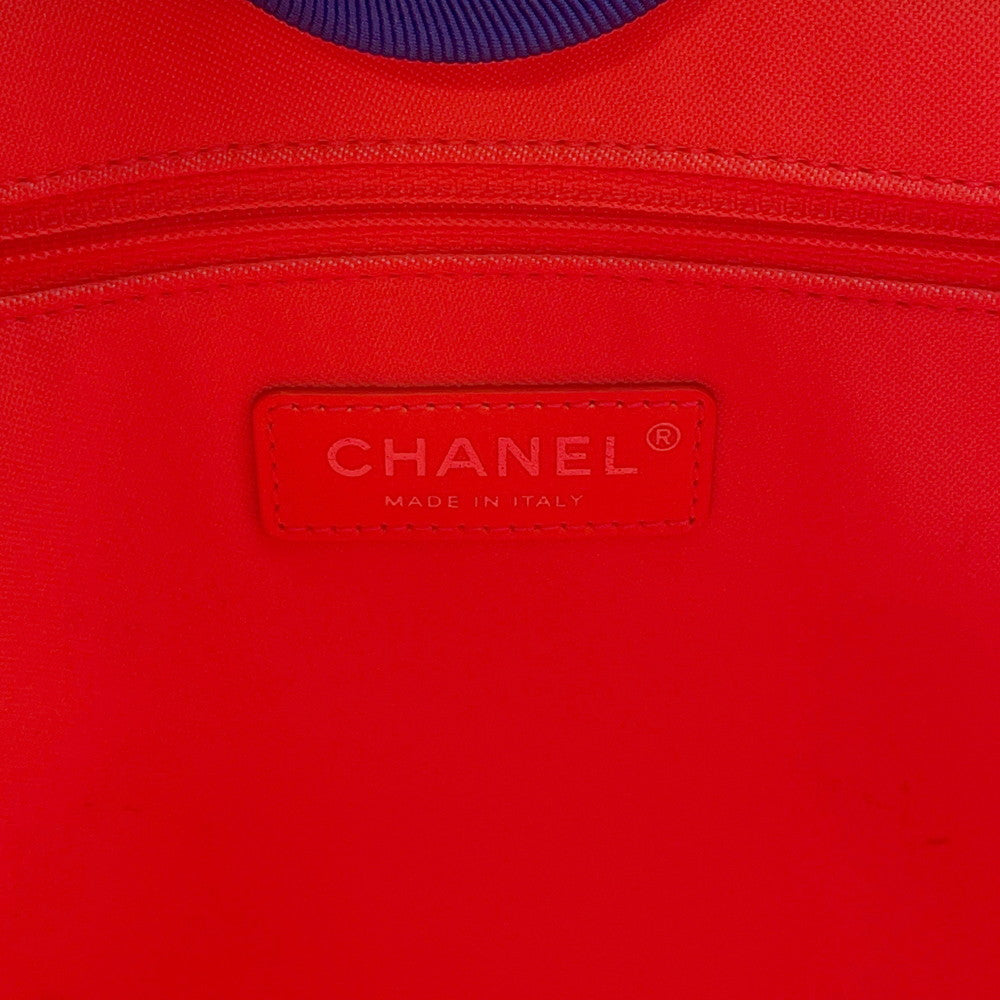 CHANEL Deauville Tote Bag Purple/OrangeA67001 Canvas Leather Size Medium