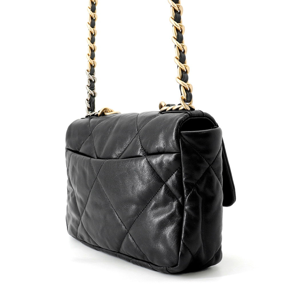 CHANEL CHANEL19 ChainShoulder Bag BlackAS1160 Shiny Lambskin