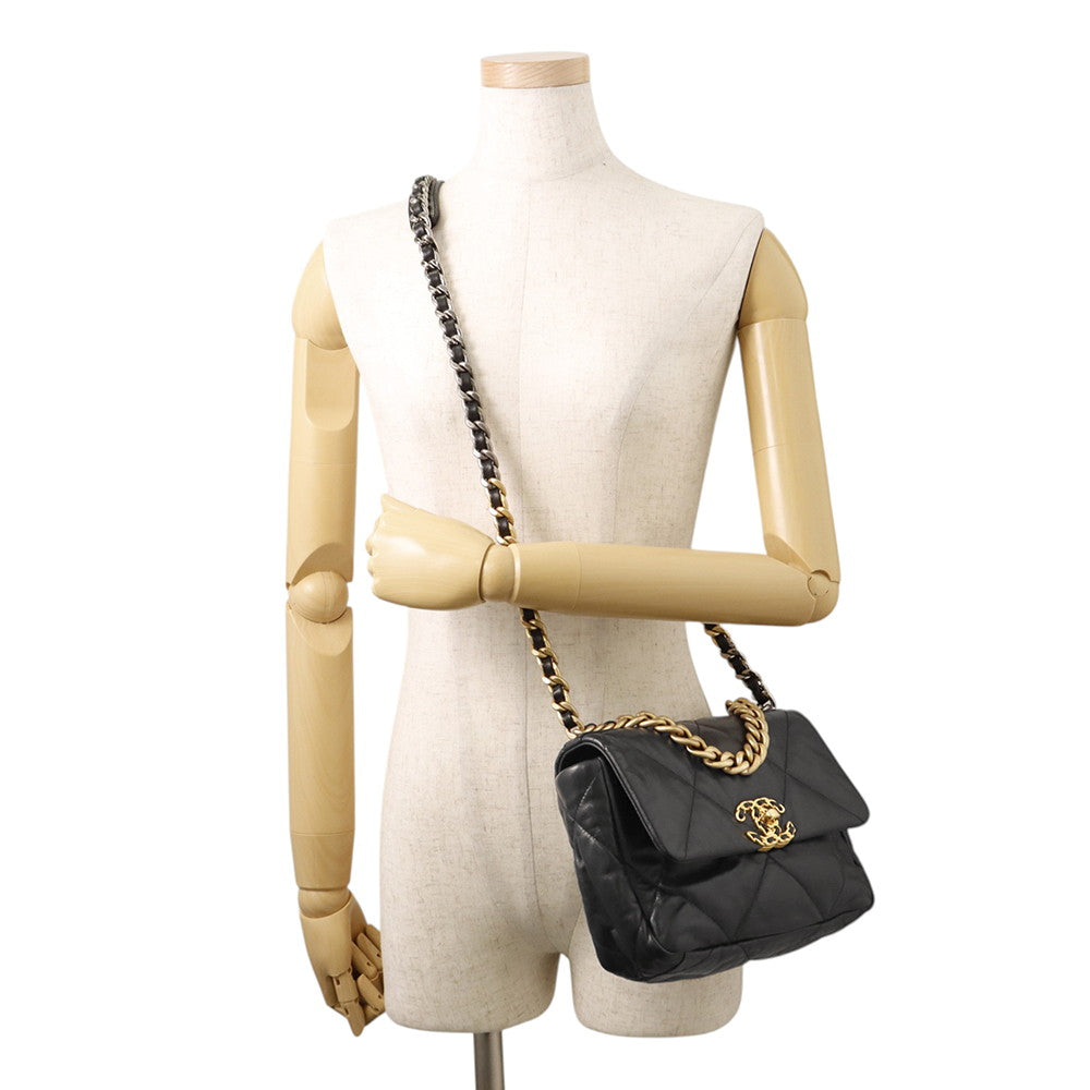 CHANEL CHANEL19 ChainShoulder Bag BlackAS1160 Shiny Lambskin