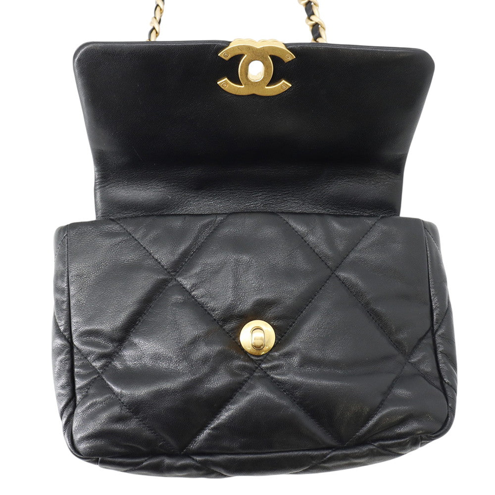 CHANEL CHANEL19 ChainShoulder Bag BlackAS1160 Shiny Lambskin