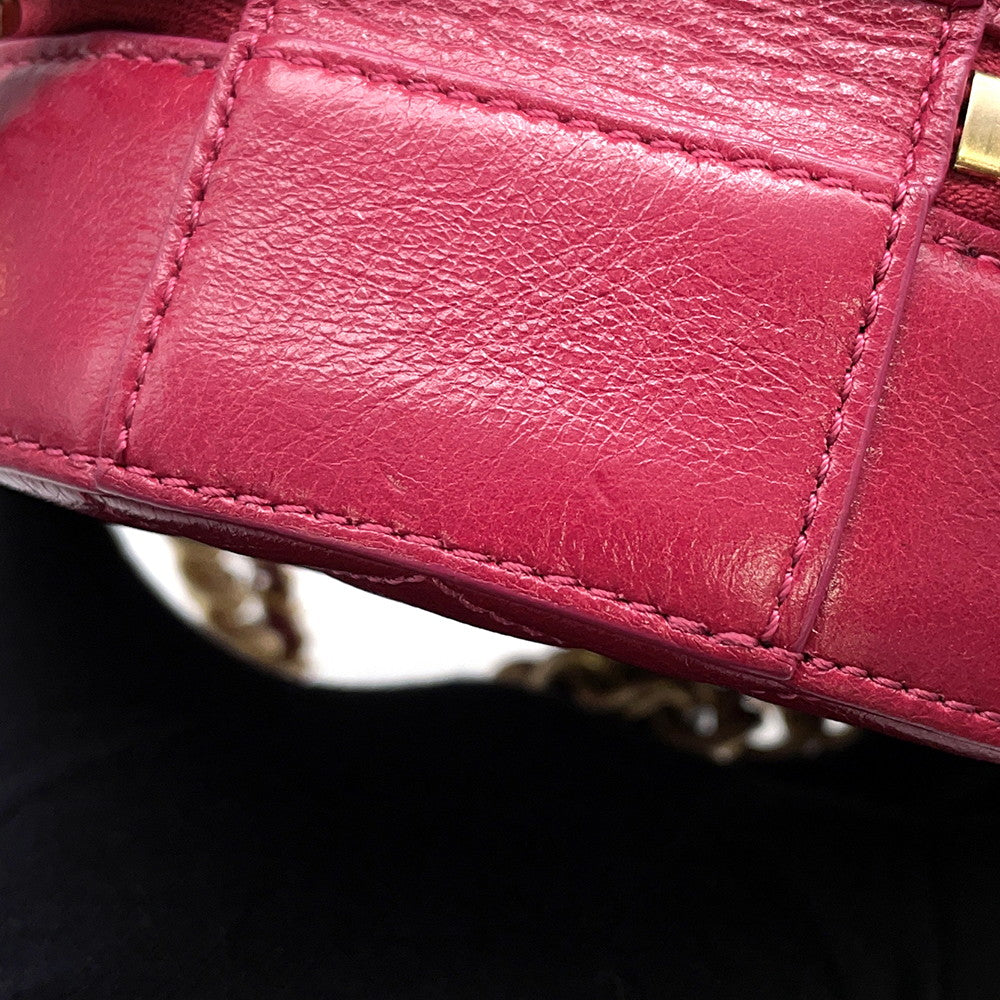 CHANEL Round ChainShoulder Bag PinkPurple Leather