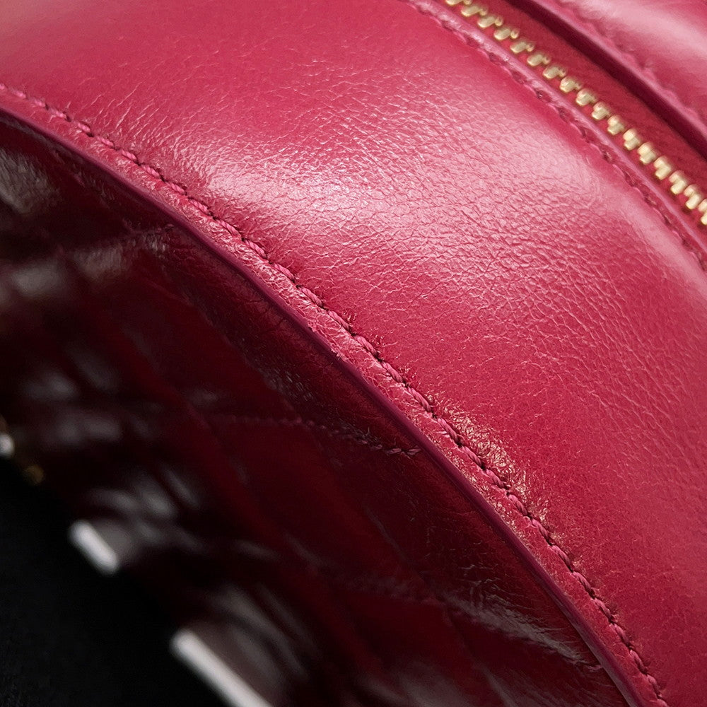 CHANEL Round ChainShoulder Bag PinkPurple Leather