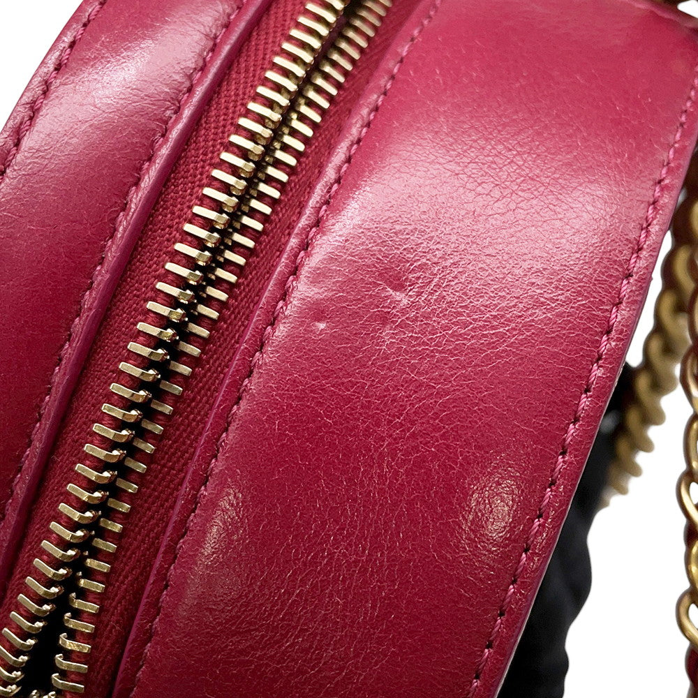 CHANEL Round ChainShoulder Bag PinkPurple Leather