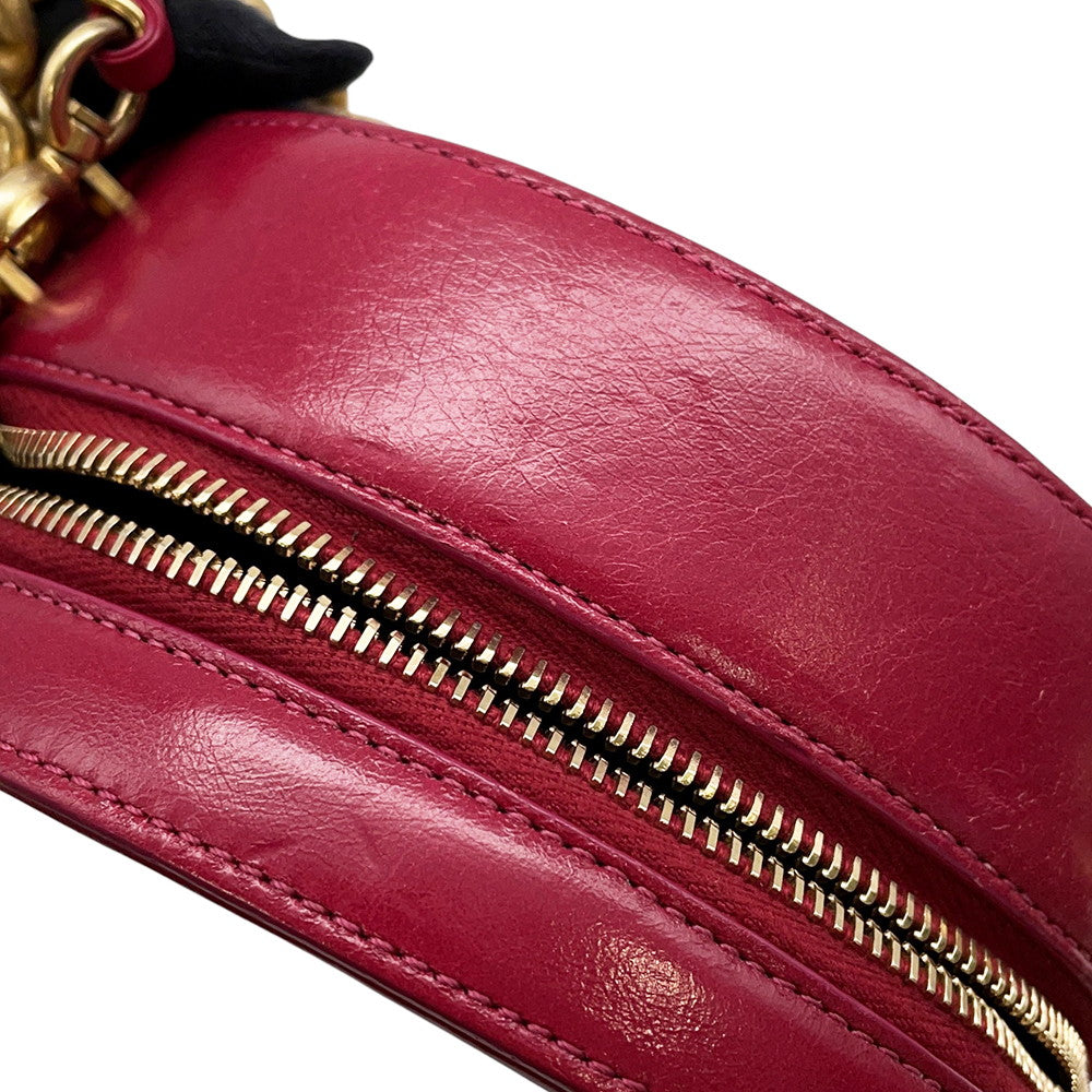 CHANEL Round ChainShoulder Bag PinkPurple Leather