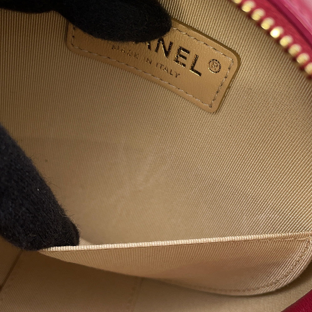 CHANEL Round ChainShoulder Bag PinkPurple Leather