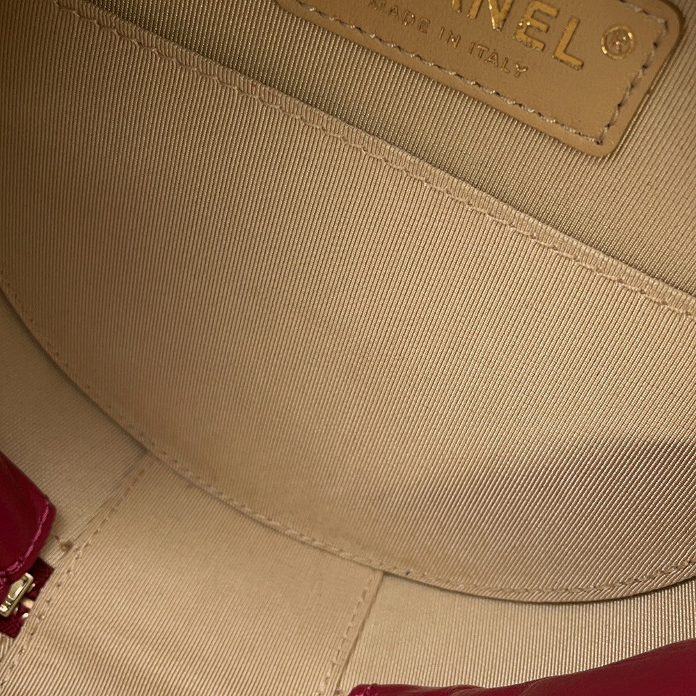 CHANEL Round ChainShoulder Bag PinkPurple Leather