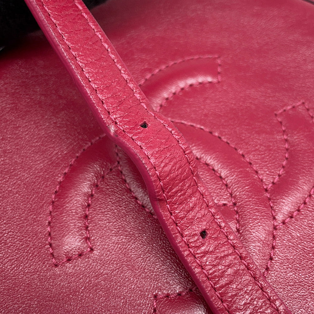CHANEL Round ChainShoulder Bag PinkPurple Leather