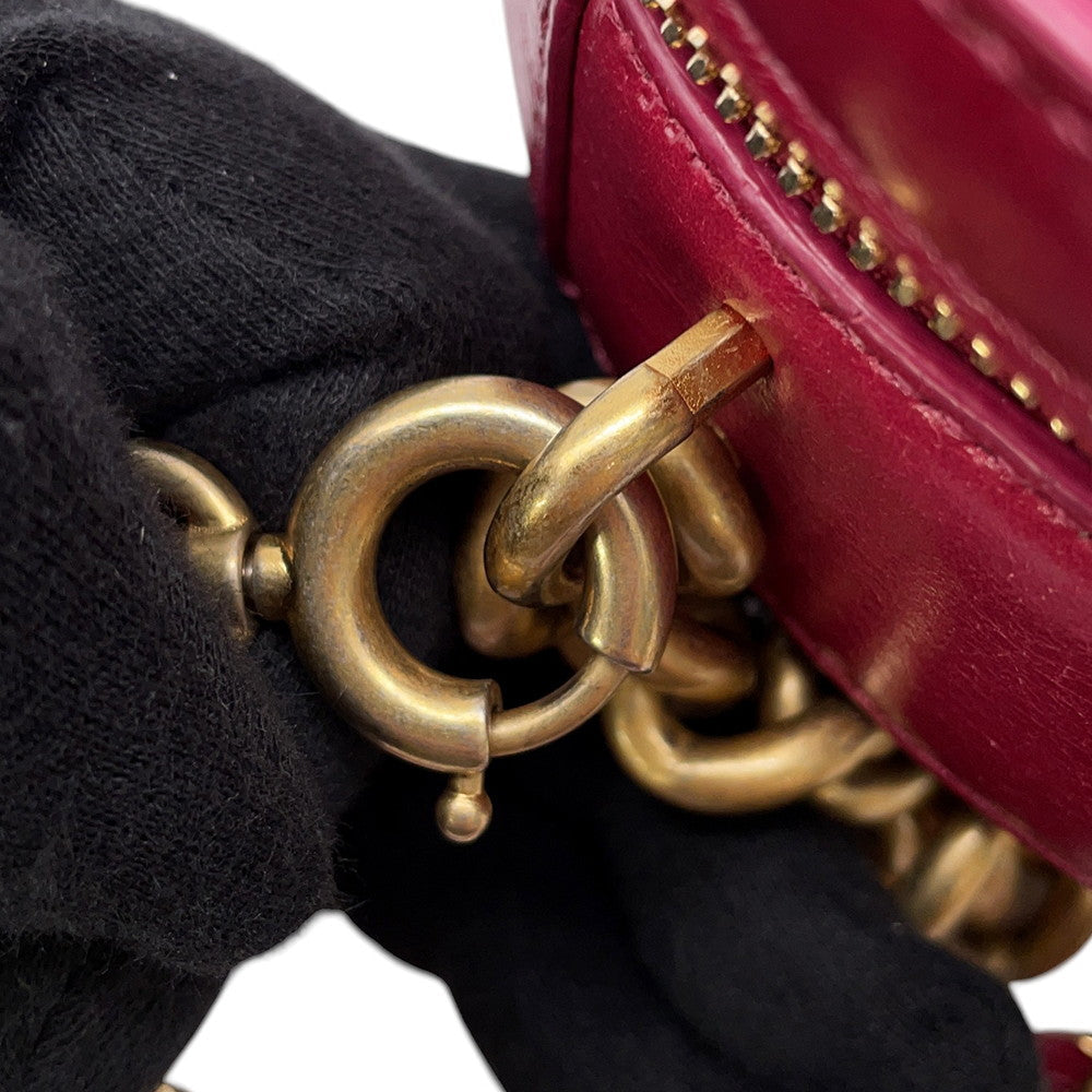 CHANEL Round ChainShoulder Bag PinkPurple Leather