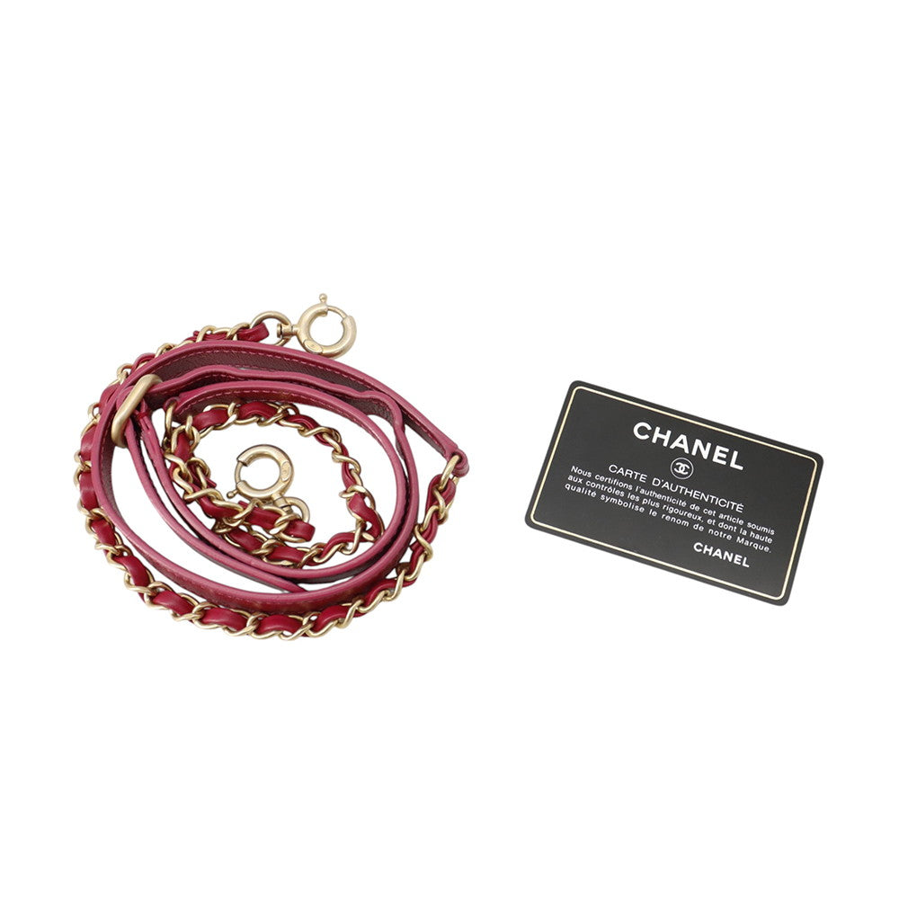 CHANEL Round ChainShoulder Bag PinkPurple Leather