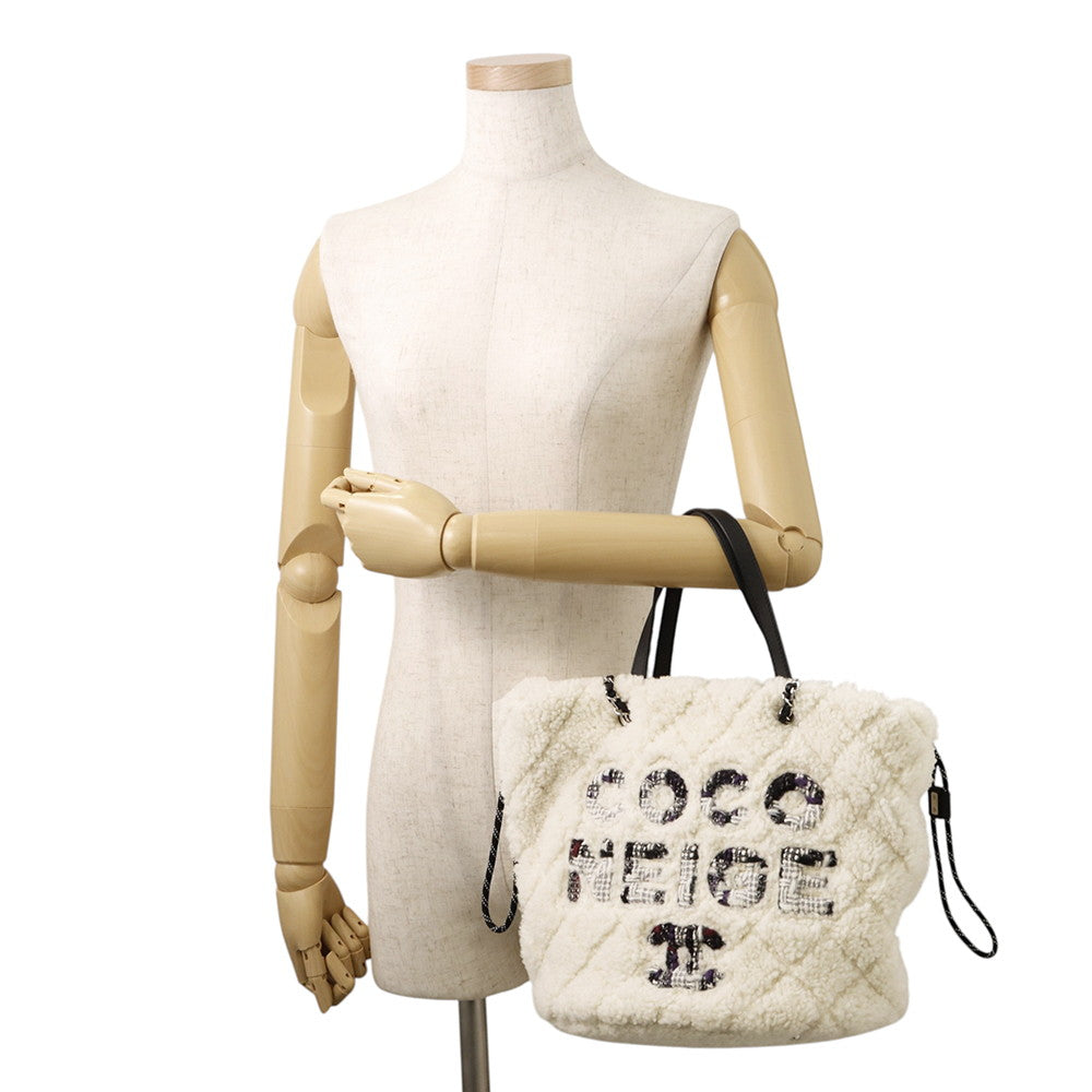 CHANEL CocoNeige ChainShoulder Bag WhiteAS0981 Pile Leather