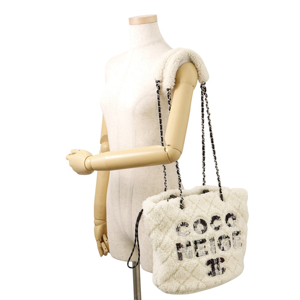 CHANEL CocoNeige ChainShoulder Bag WhiteAS0981 Pile Leather