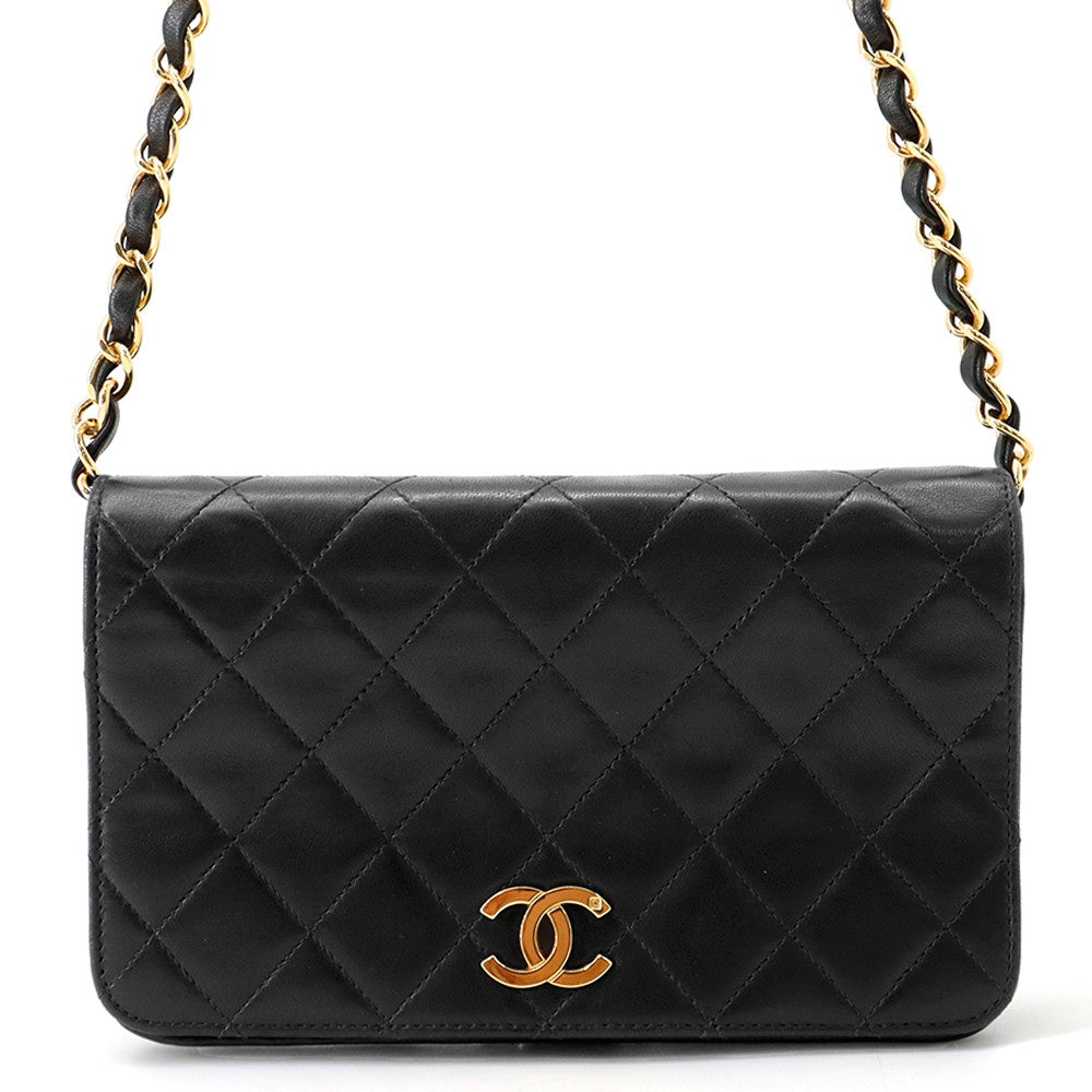 CHANEL Matelasse Push Lock ChainShoulder Bag Black Lambskin