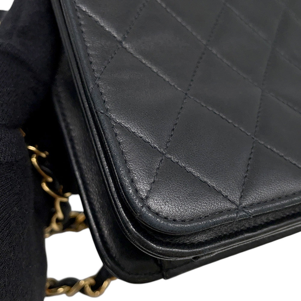 CHANEL Matelasse Push Lock ChainShoulder Bag Black Lambskin