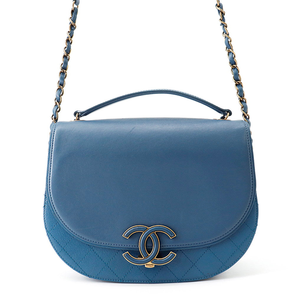 CHANEL Coco Curve Chain Shoulder Bag BlueA93460 Calf Leather