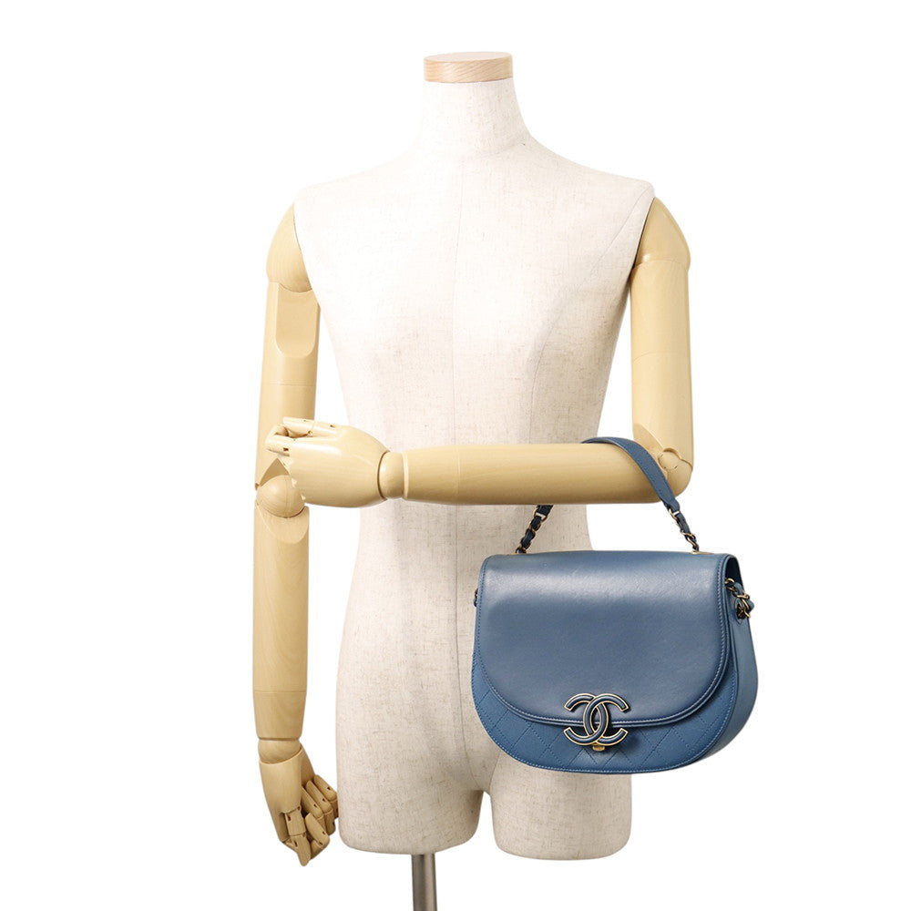 CHANEL Coco Curve Chain Shoulder Bag BlueA93460 Calf Leather
