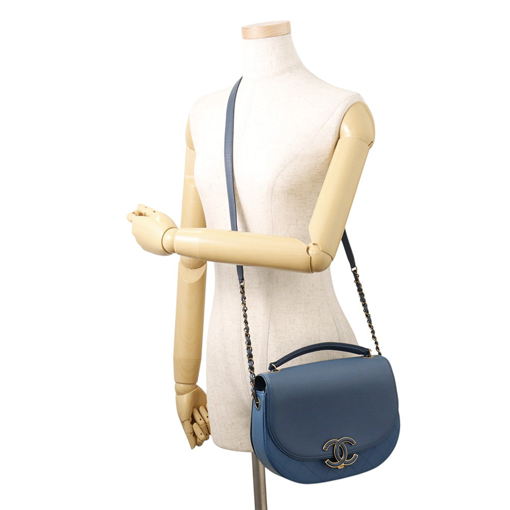 CHANEL Coco Curve Chain Shoulder Bag BlueA93460 Calf Leather