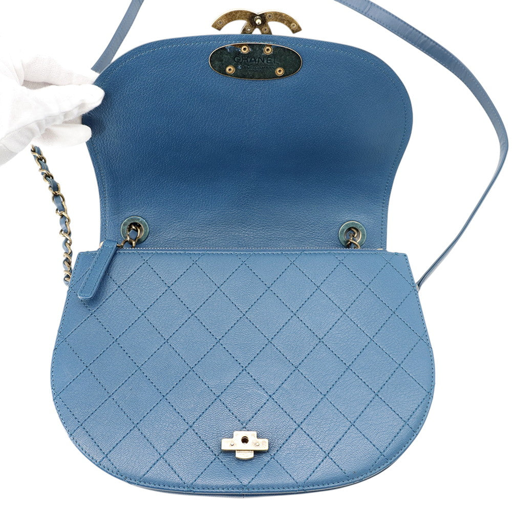 CHANEL Coco Curve Chain Shoulder Bag BlueA93460 Calf Leather