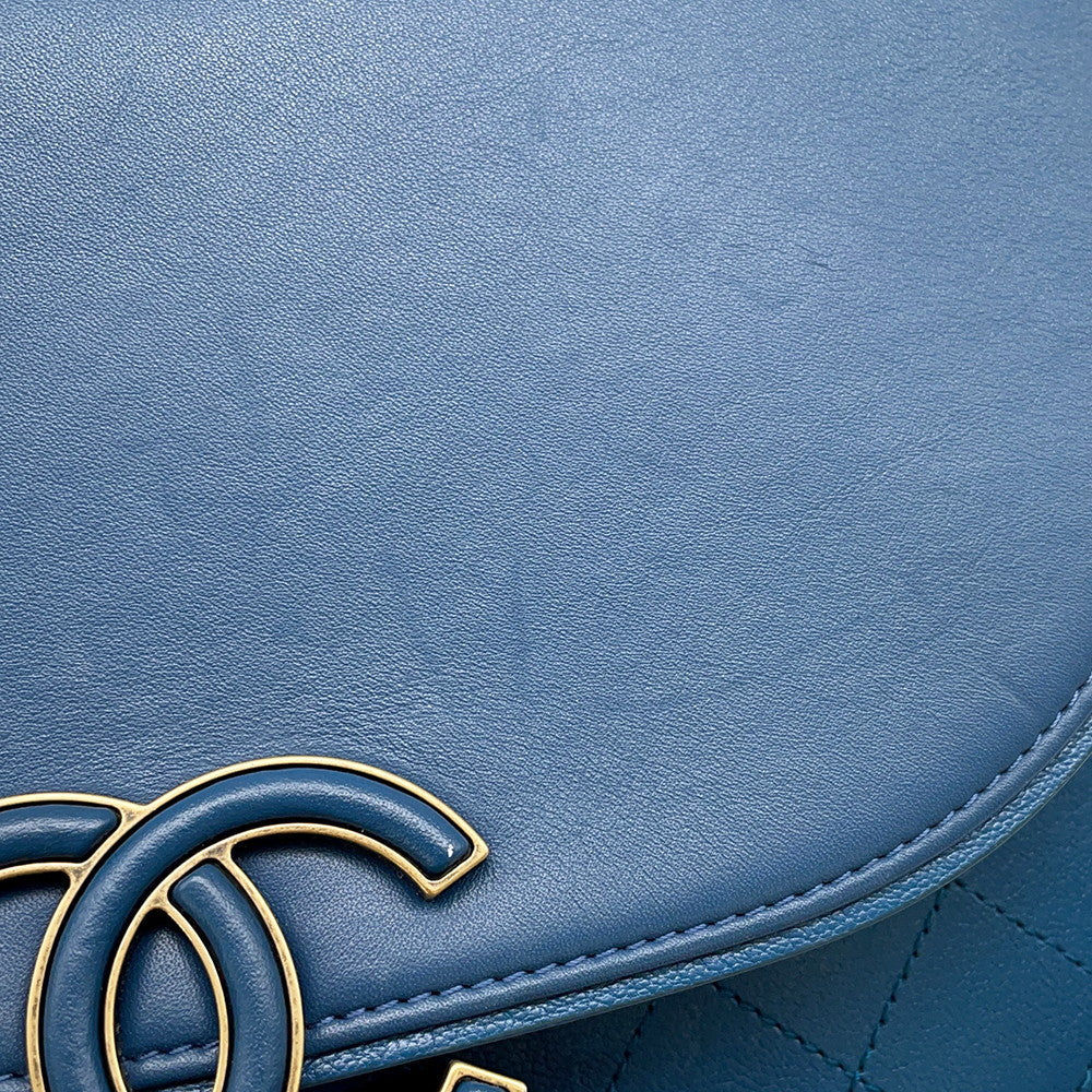 CHANEL Coco Curve Chain Shoulder Bag BlueA93460 Calf Leather