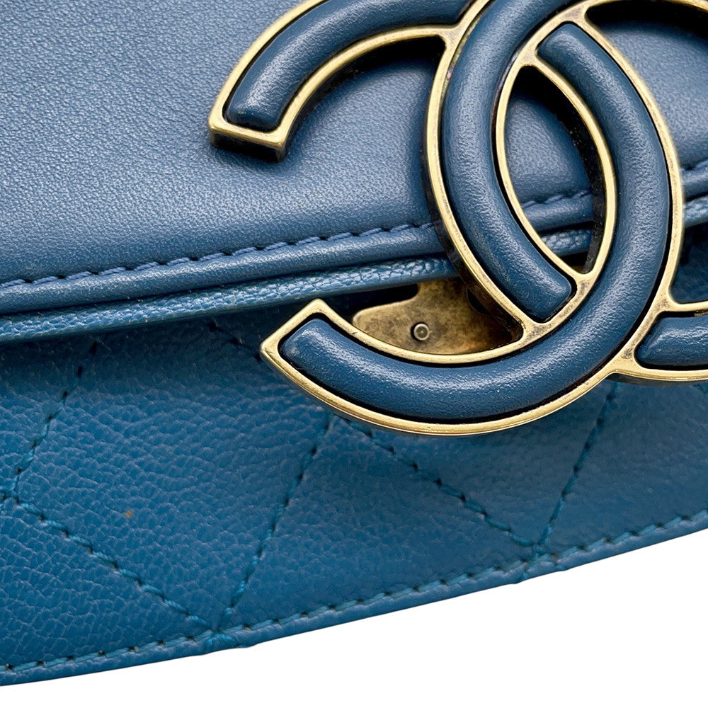CHANEL Coco Curve Chain Shoulder Bag BlueA93460 Calf Leather