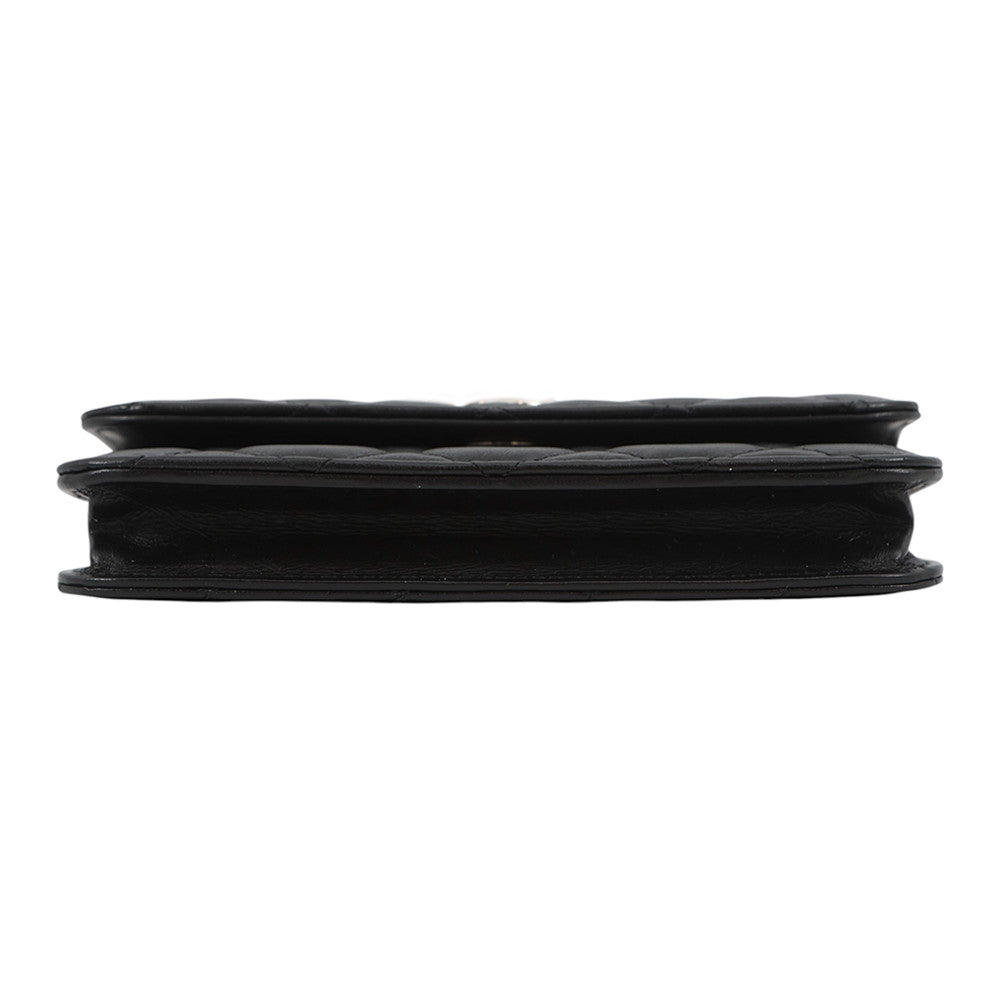 CHANEL Matelasse PearlChain ShoulderPouch BlackAP1838 Lambskin