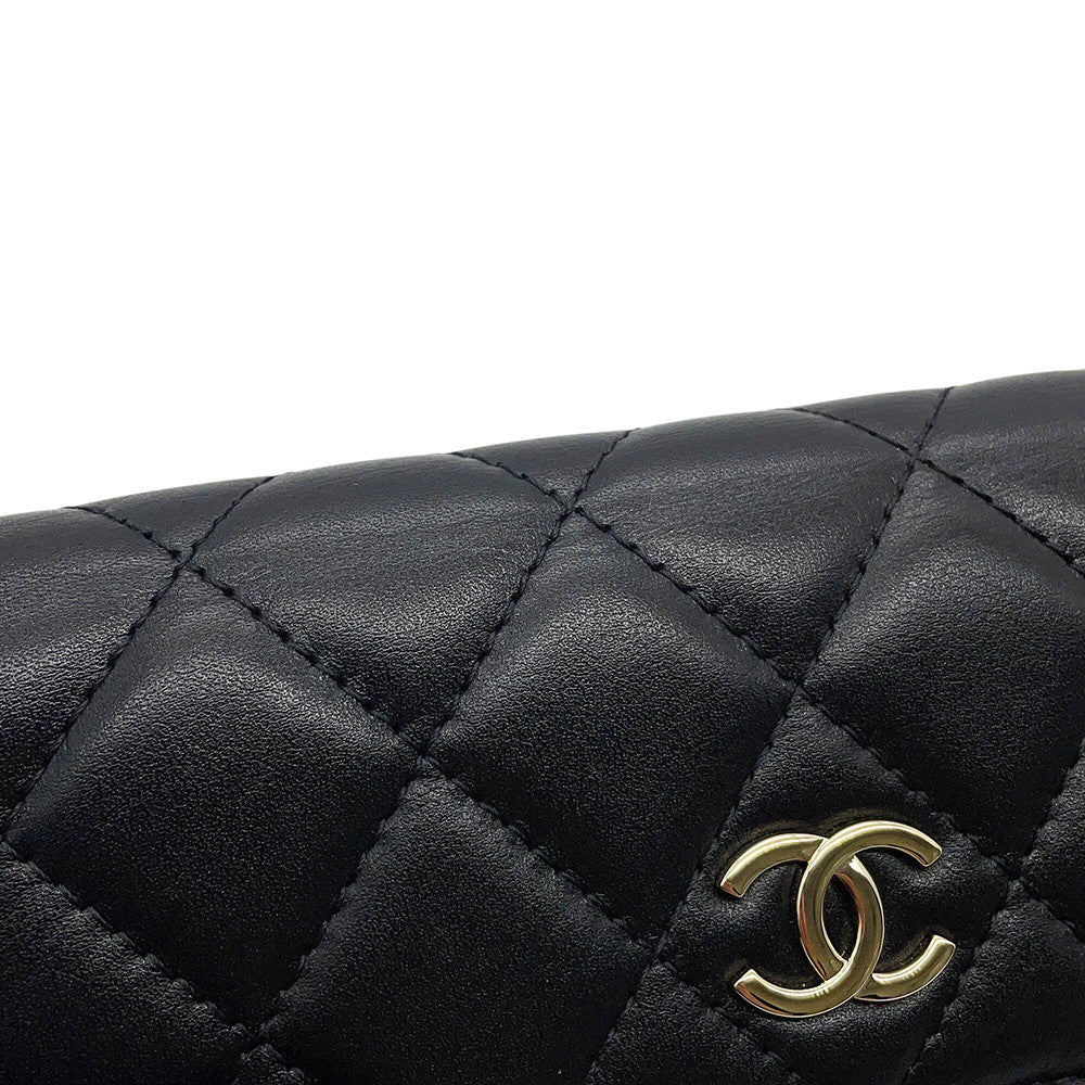 CHANEL Matelasse PearlChain ShoulderPouch BlackAP1838 Lambskin