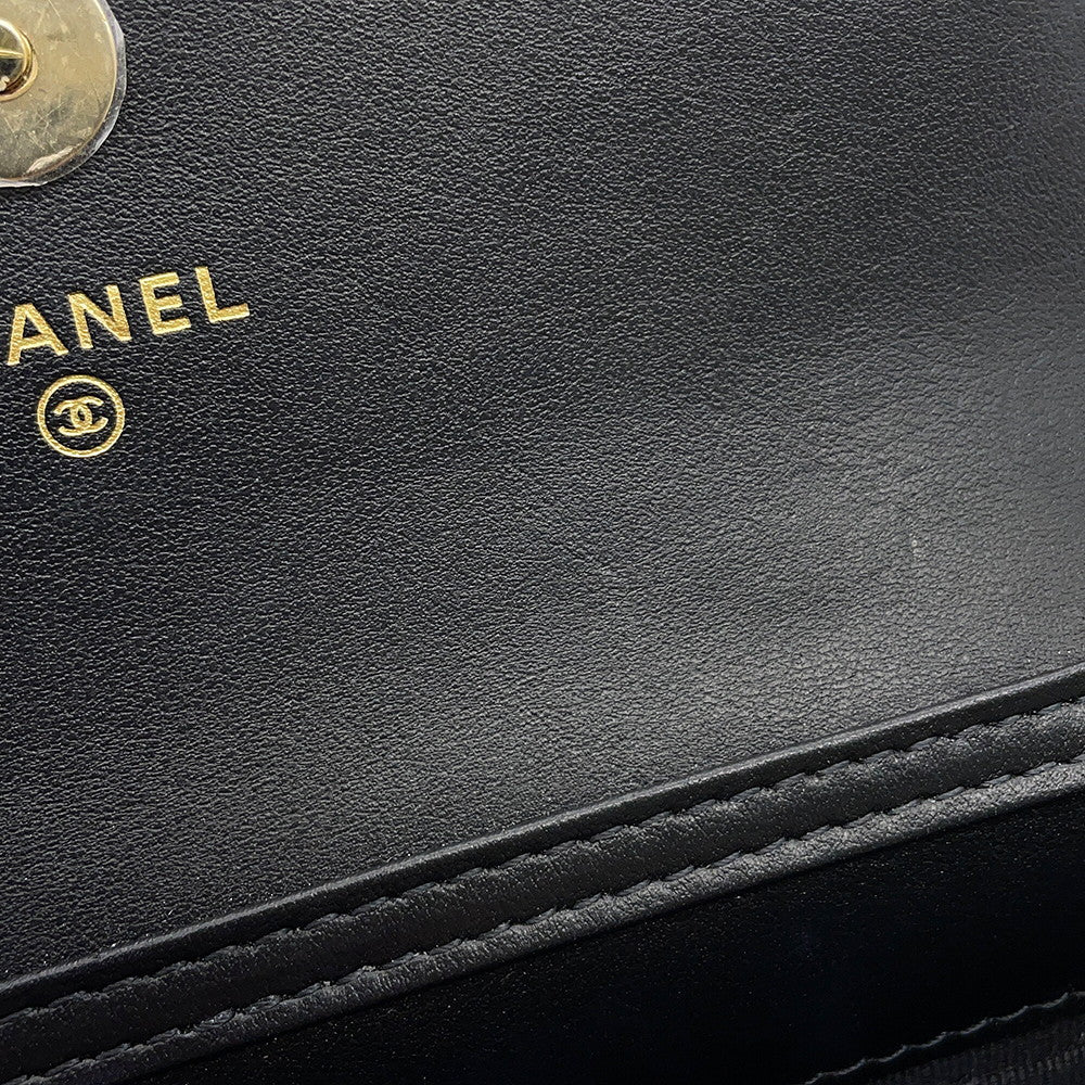 CHANEL Matelasse PearlChain ShoulderPouch BlackAP1838 Lambskin