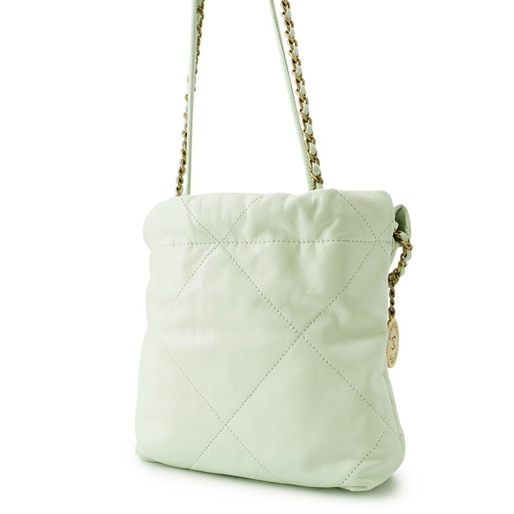 CHANEL CHANELL22 ChainShoulder Bag Light GreenAS3980 Shiny Calf Leather Size Mini