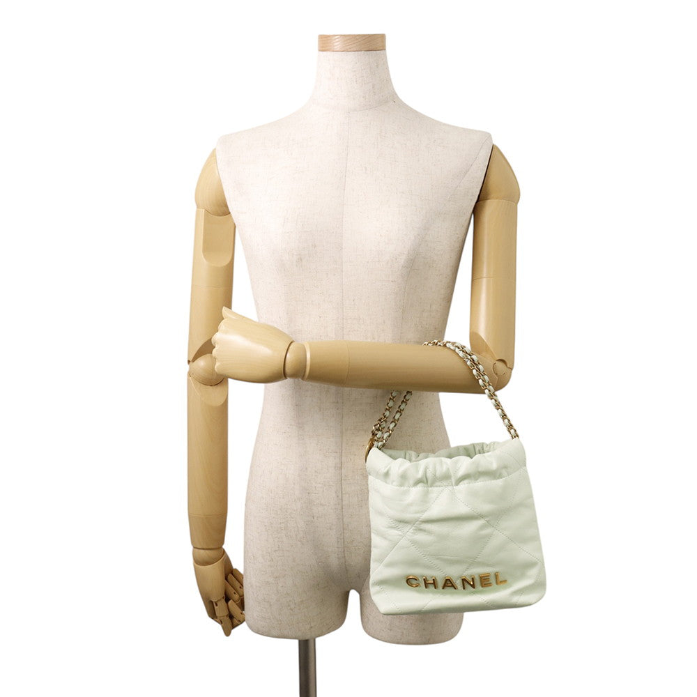 CHANEL CHANELL22 ChainShoulder Bag Light GreenAS3980 Shiny Calf Leather Size Mini