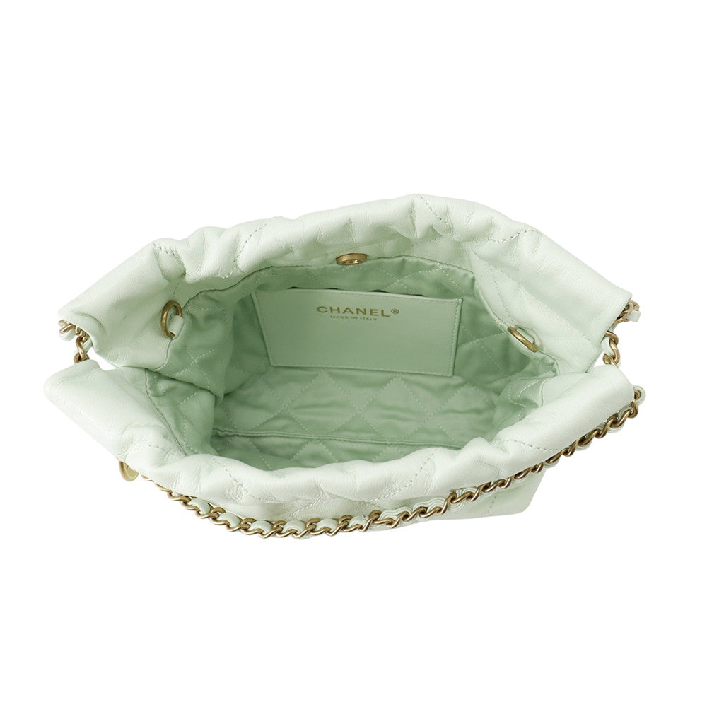 CHANEL CHANELL22 ChainShoulder Bag Light GreenAS3980 Shiny Calf Leather Size Mini
