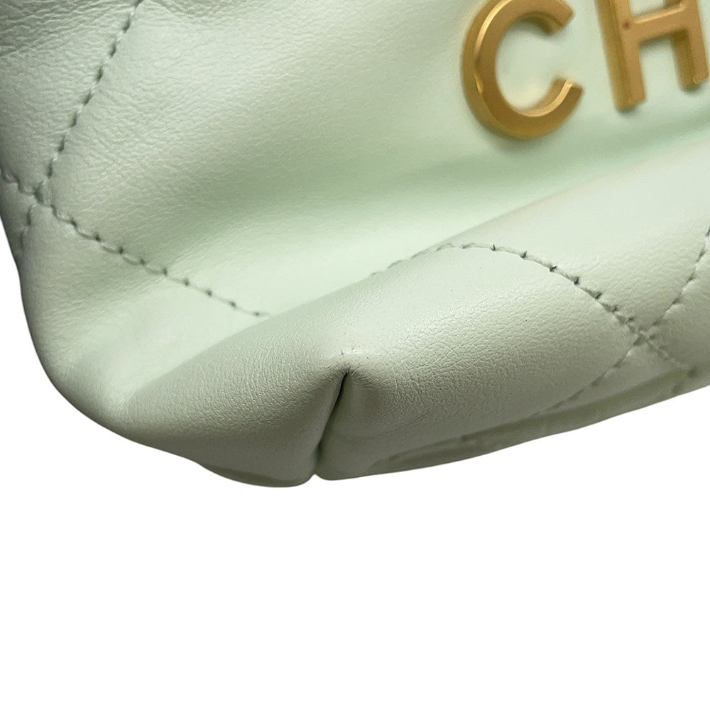 CHANEL CHANELL22 ChainShoulder Bag Light GreenAS3980 Shiny Calf Leather Size Mini