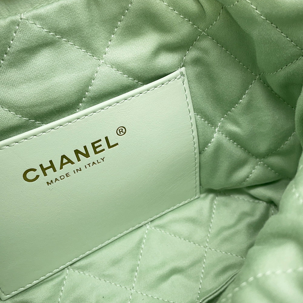 CHANEL CHANELL22 ChainShoulder Bag Light GreenAS3980 Shiny Calf Leather Size Mini