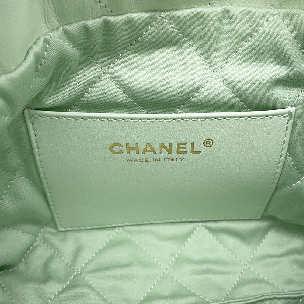 CHANEL CHANELL22 ChainShoulder Bag Light GreenAS3980 Shiny Calf Leather Size Mini