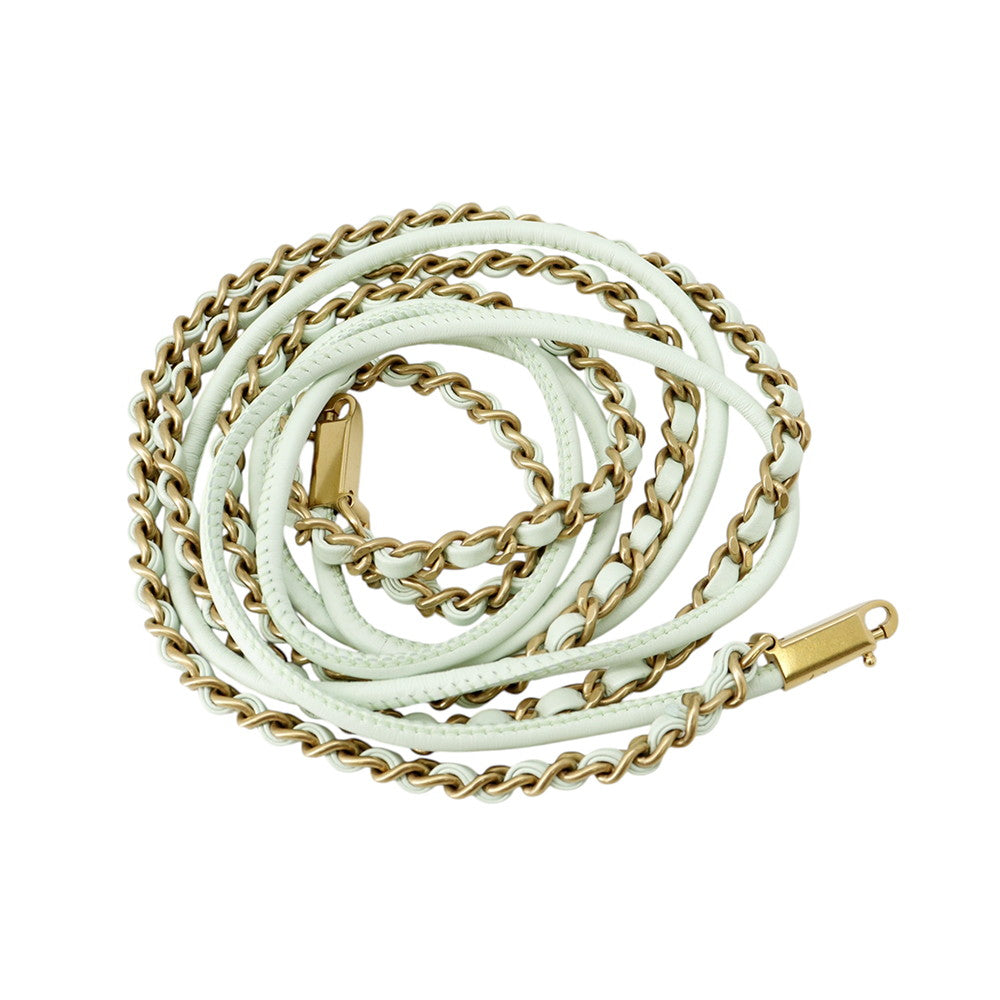 CHANEL CHANELL22 ChainShoulder Bag Light GreenAS3980 Shiny Calf Leather Size Mini