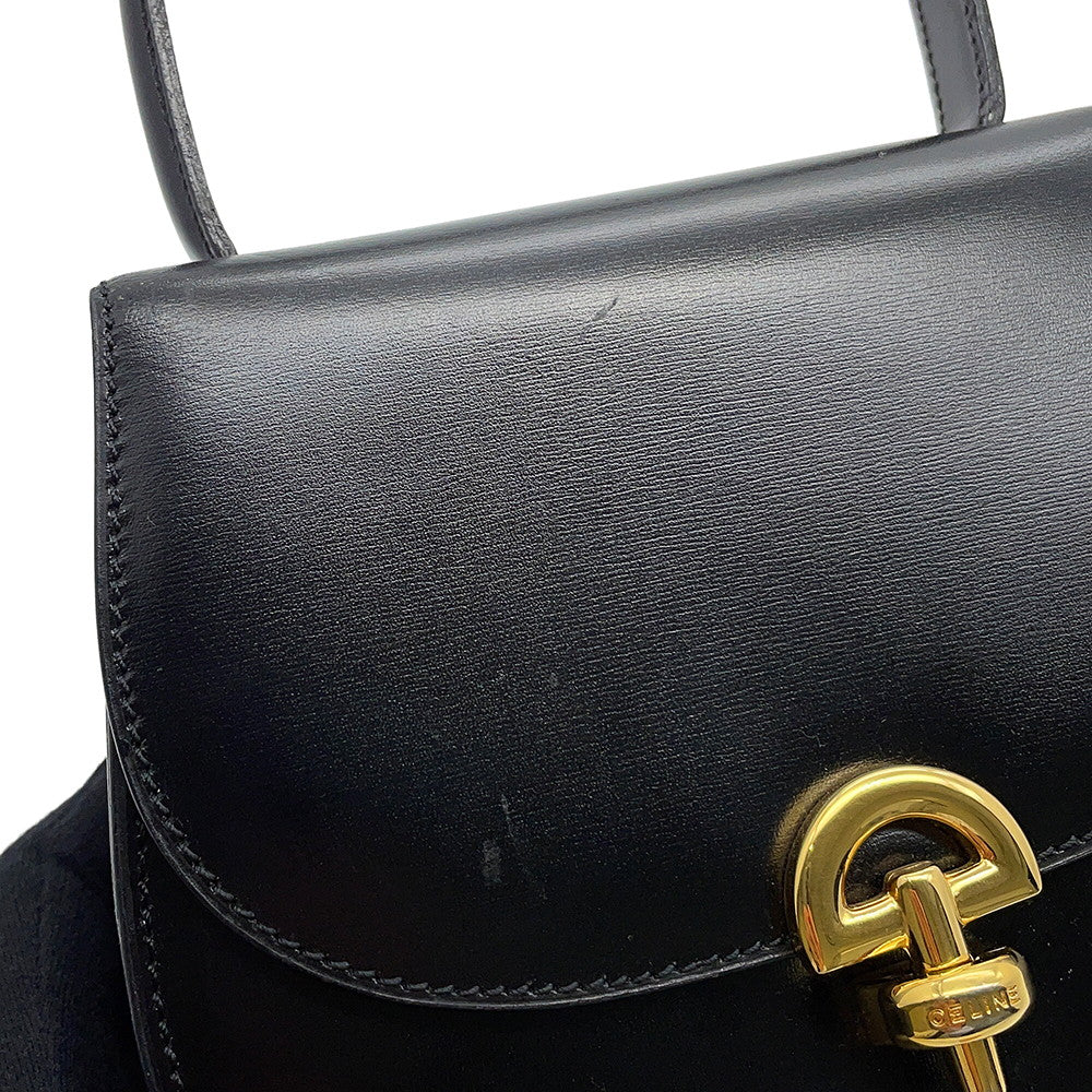 CELINE 2way Handbag Black Leather