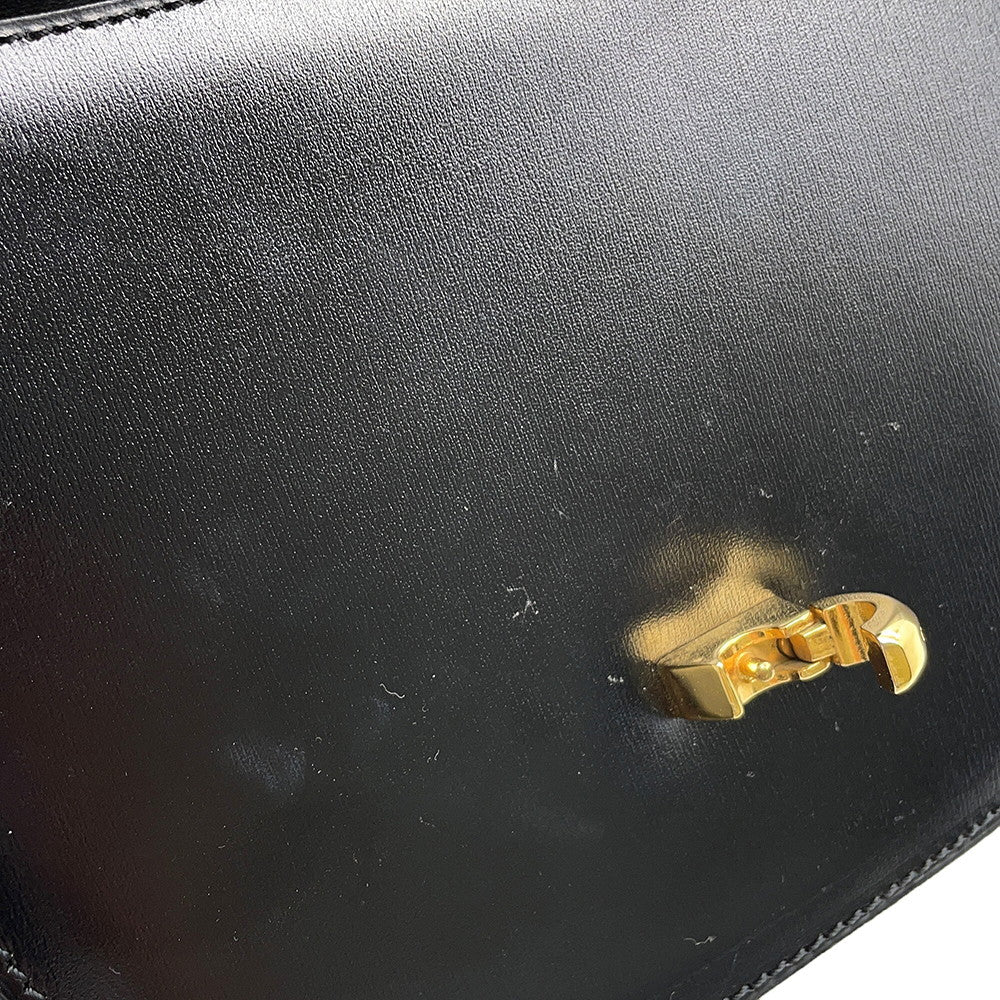 CELINE 2way Handbag Black Leather